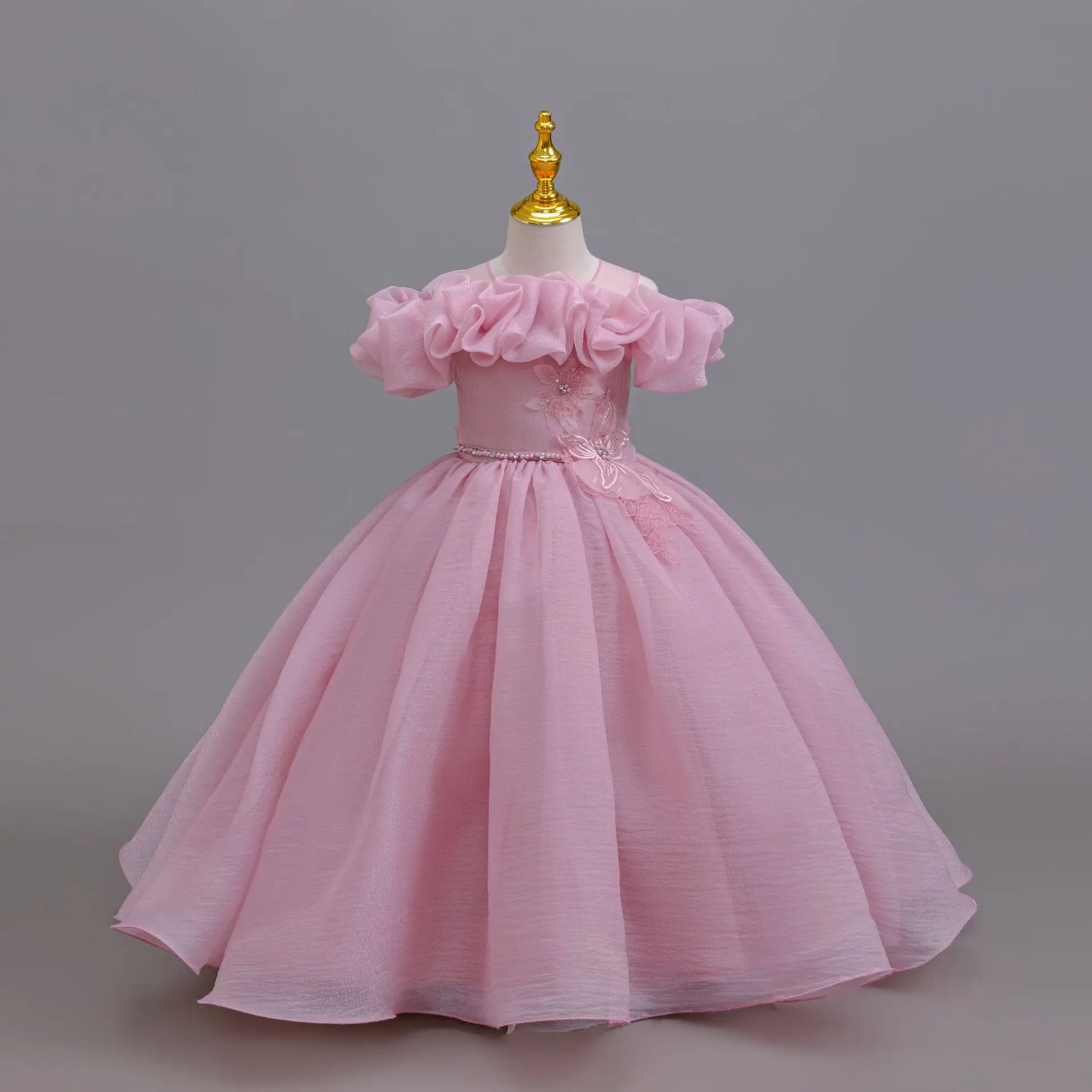 

HETISO Pageant Flower Girls Dress for Wedding Kids Beading Tulle Birthday Party Ball Gown Children's Christmas Wear 10 12 Years