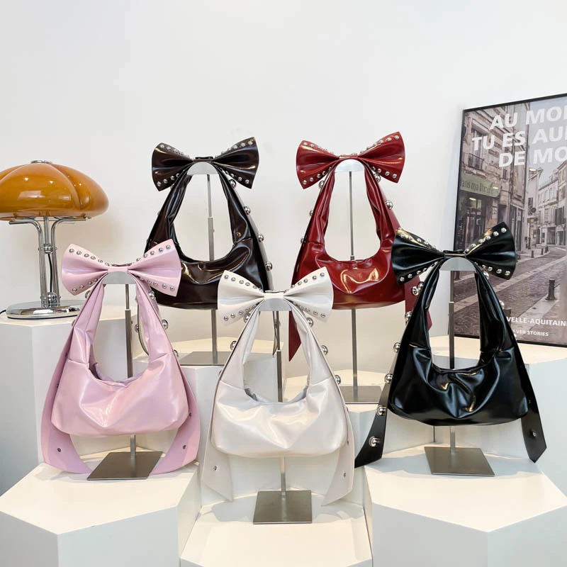 بو ريترو برشام القوس 2025 الساخن بيع تحت الإبط حقيبة يد بلون مشبك الاسلوب المناسب العصرية تنوعا حقيبة كتف نسائية