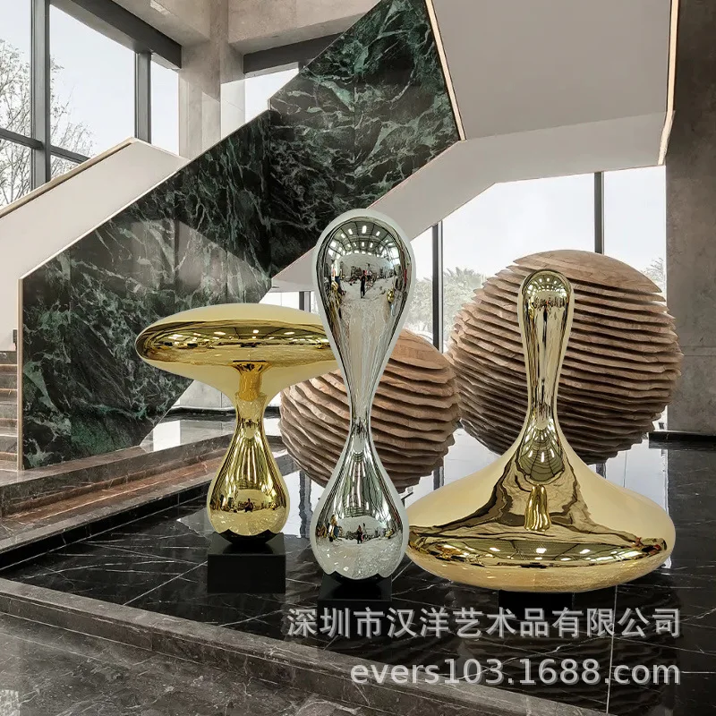 YJQ Modern Outdoor Electroplating FRP Sculpture Hotel Clubhouse Foyer Model Room Soft Decoration Ornament