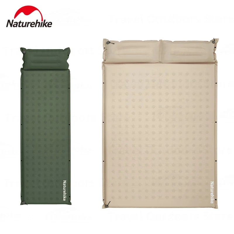 Naturehike-colchón inflable automático para acampar, con almohada, pícnic al aire libre, cojín de aire autoinflable empalmable, colchoneta para dormir
