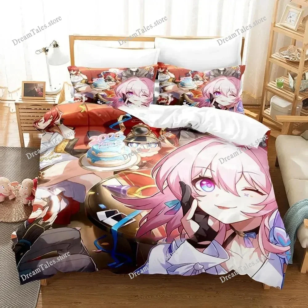 Exquisite 3D Anime Honkai Star Rail Wallpaper Print Bedding Set Duvet Cover Comforter Bed Youth Kids Girls Boys Gift Luxury Gift