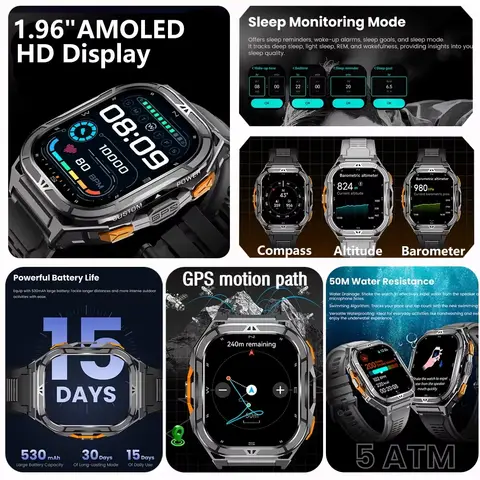 2025 Ny för Xiaomi Militär Utomhus Smartklocka Herr GPS Bluetooth Samtal 1.96 10 best sales Xiaomi smartklocka - №7