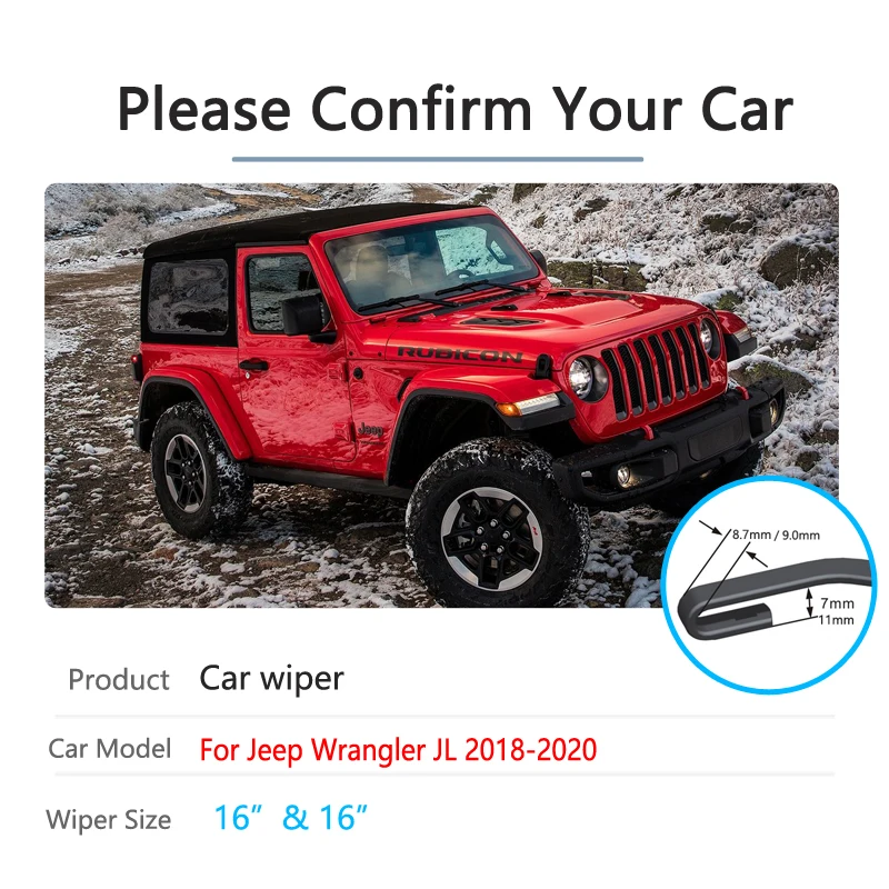 For JEEP Wrangler JL 2018 2019 2020 Sport S Sahara Rubicon Car Wiper Blades Front Window Windscreen Windshield Car Accessories