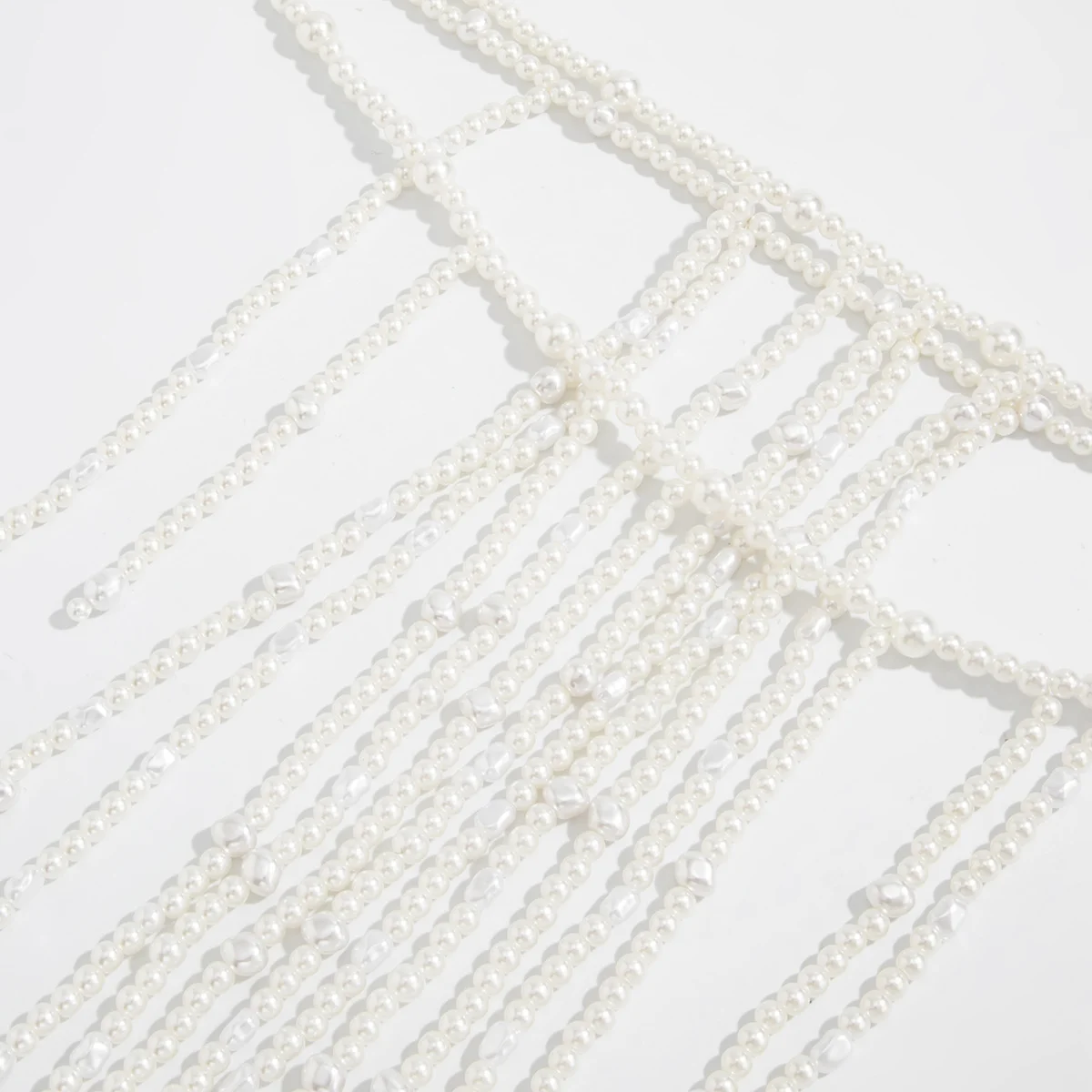 Pearl Tassel Necklace Fashionable Imitation Pearl Necklace Long Chain Necklace Soft Luster For Daily Wear Sweaters Round Neck