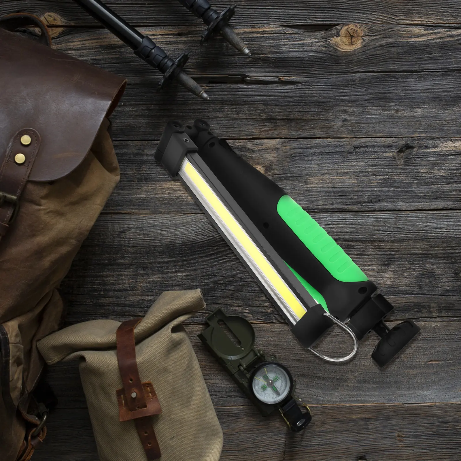 USB Rechargeable Cob LED Flashlight with Magnetic Base and Hanging Hook 360 Degree Rotatable Work Light for Car Repair Camping