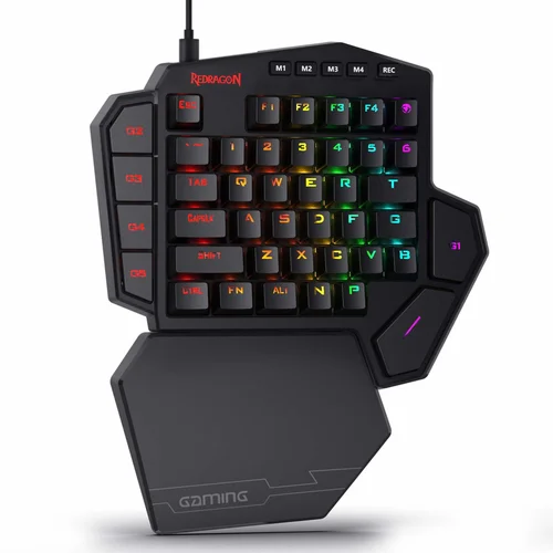 Redragon K585 DITI Teclado mecánico RGB para jugar con una sola mano, reposamuñecas 42 teclas tipo C teclado para juegos profesional intercambiable en caliente