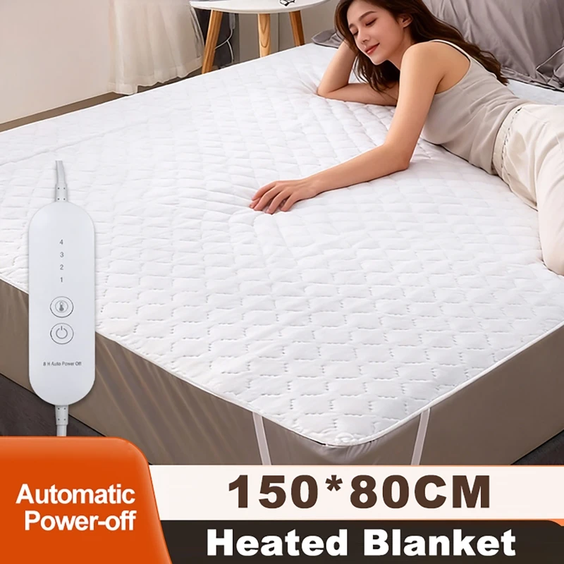150 x 80cm Single-Control Electric Heated Blanket  8-Hour Auto-Off & Adjustable Temperature Washable Electric Blanket for Home