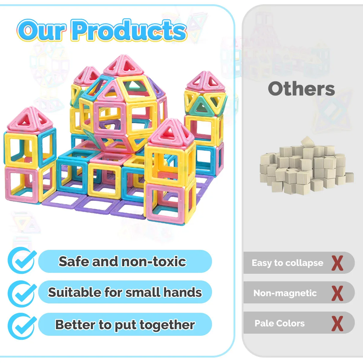 مجموعة ألعاب ألغاز للأطفال ذات كتلة مغناطيسية متوسطة الحجم، غنية بالألوان، ألعاب للأولاد/البنات أعياد الميلاد، عيد الميلاد، هدايا السنة الجديدة