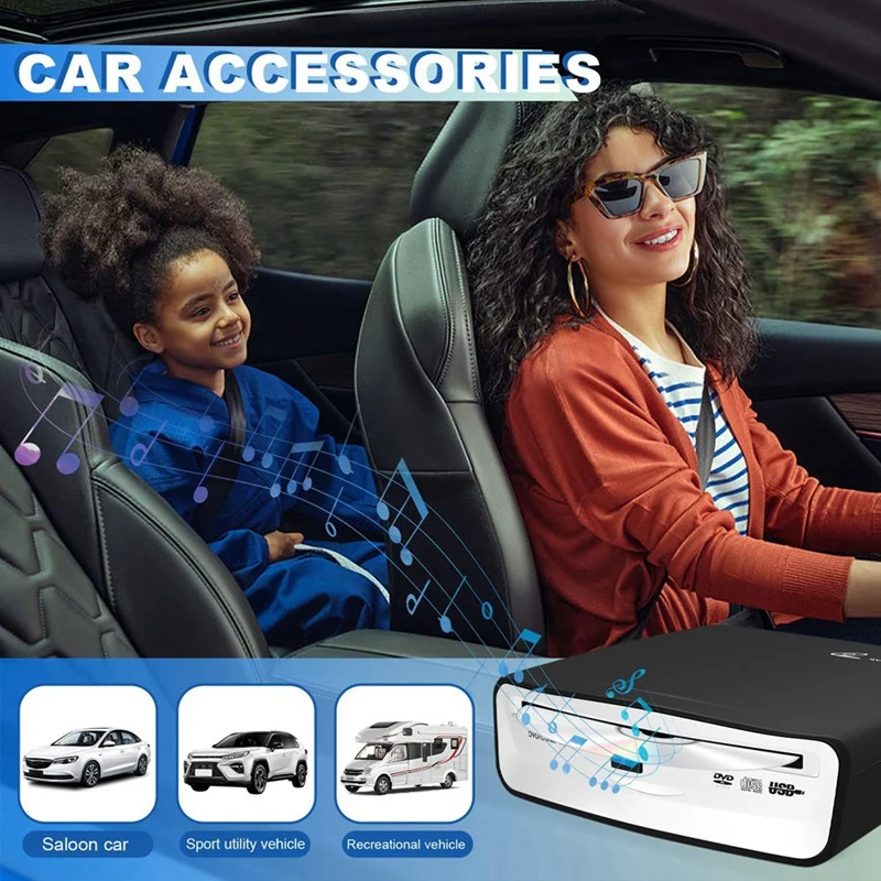 Universal Portable Car External CD Player, Plugs Into Car USB Port, Laptop, TV For Android 4.0 And Above Navigation