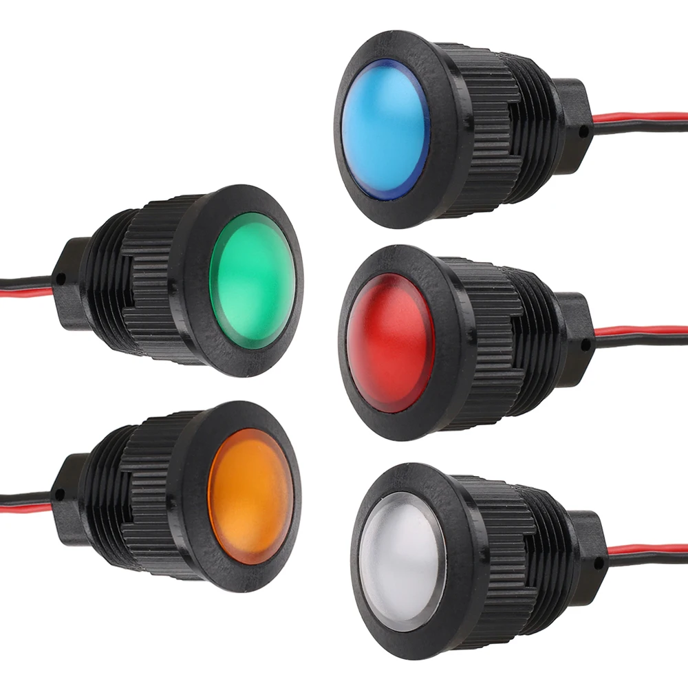 1pc 16mm Spherical Oxidized Black Plastic Indicator Light Mini LED Pilot Signal Lamp 6V12V 24V 220V with Wire Red Yellow Blue