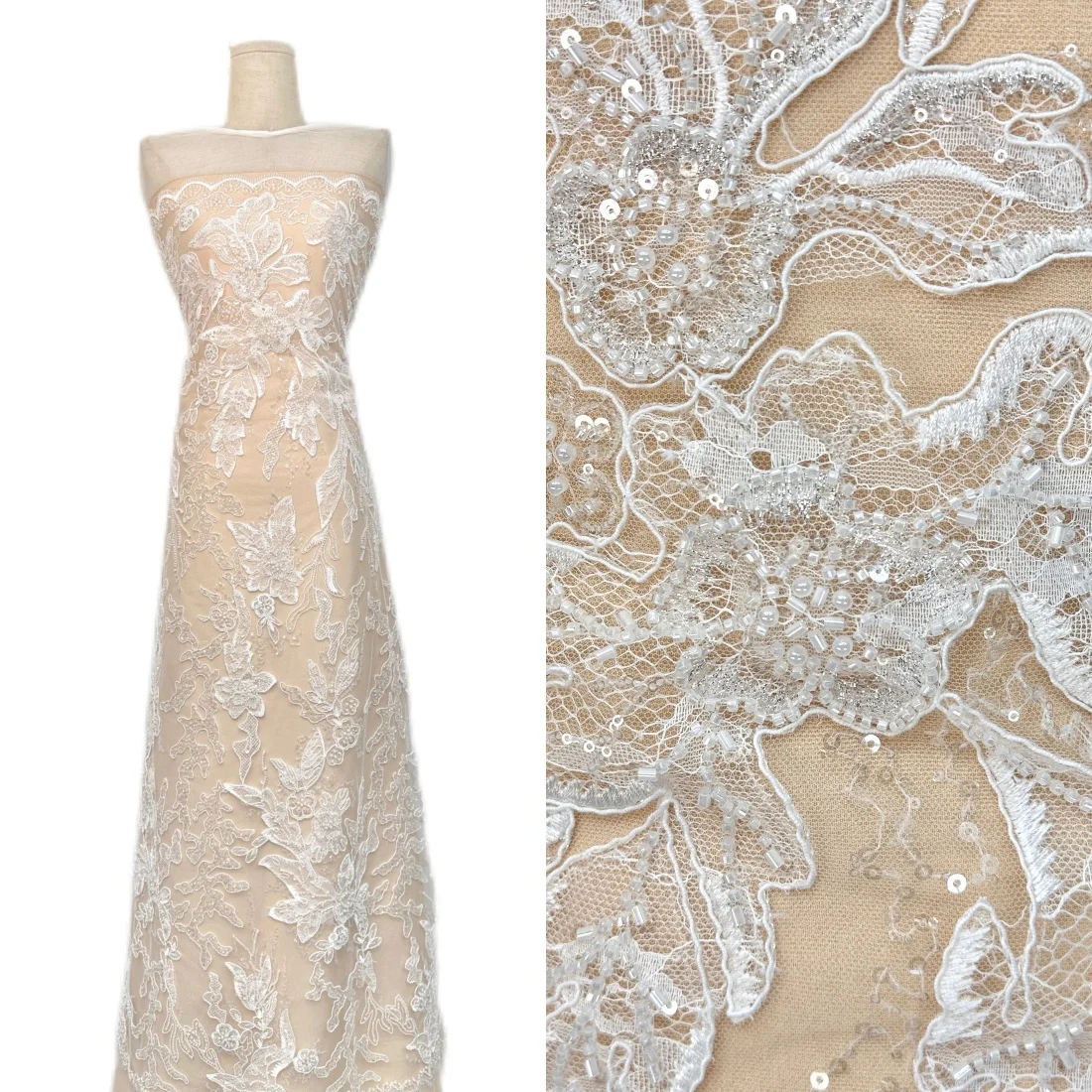 

Элегантная африканская кружевная ткань с пайетками и вышивкой, 5 ярдов, высококачественное французское бисерное кружево для вечерних платьев в нигерийском стиле, 2026 год