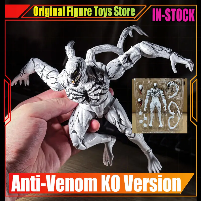 

In Stock SHF Anti Venom Anime Action Figure Ko Serum Venom Figurine White Symbiote Amazing Spider Man Articulated Model Toy Gift