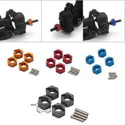 4Pcs 7mm Wheel Hex Drive Hub Adapter Metal Extension Hex Hub Adapter For FMS FCX24 1/24 RC Crawler Car Accessories Upgrade Parts