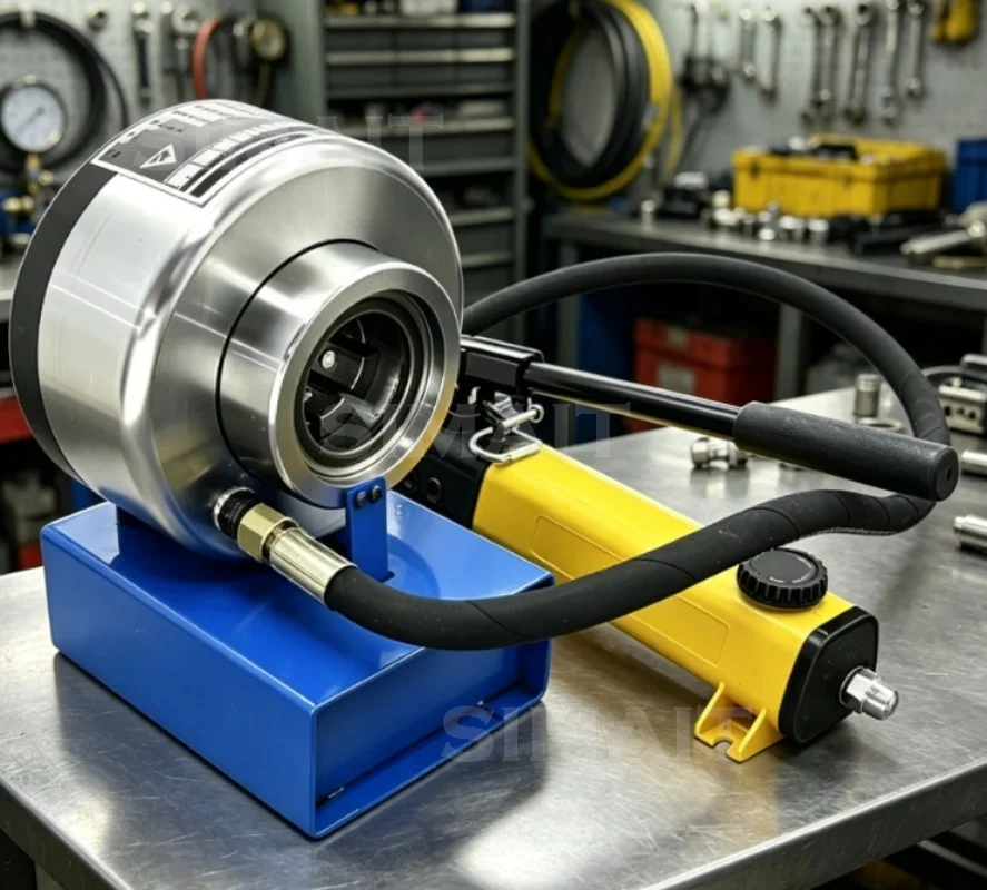 Portable Split-Type Hydraulic Hose Crimping Machine w/ 8 Dies for Rubber Pipe, Hand Pump Powered