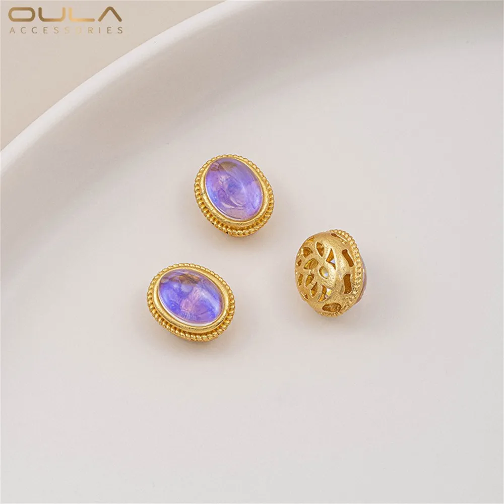 

1 шт., матовая золотая инкрустация лунным камнем, имитация круглых бусин, бусина для переноса сквозных отверстий, браслет «сделай сам», веревка, аксессуар