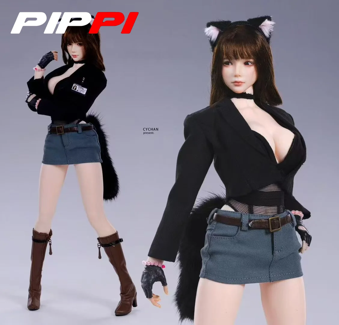 1/6 skala Sexy Nette Katze Ohr Hoop Katze Runde Milch Kopf Carving Zubehör Kopfbedeckung Modell Fit 12''Weibliche Soldat Action figur Körper