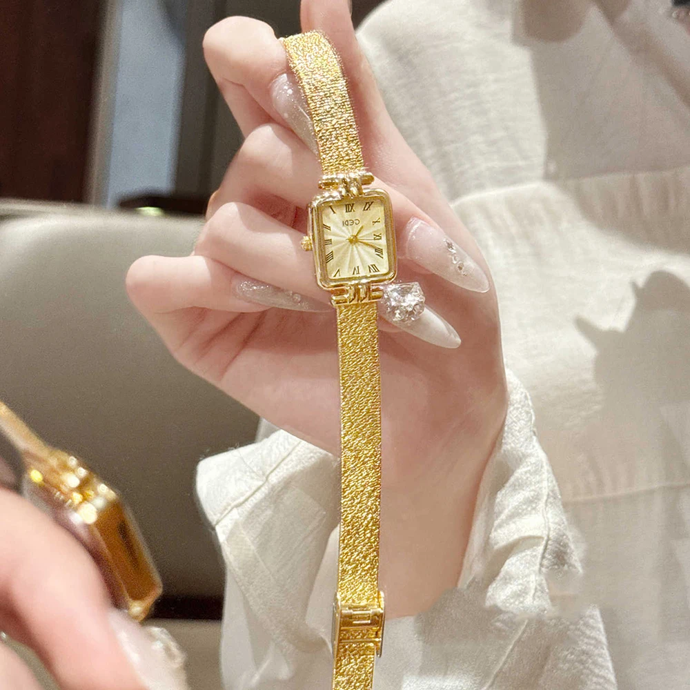 

GEDI Роскошные винтажные женские часы с маленьким римскими цифрами на циферблате, водонепроницаемые кварцевые часы, элегантный ретро-браслет, наручные часы, подарок для