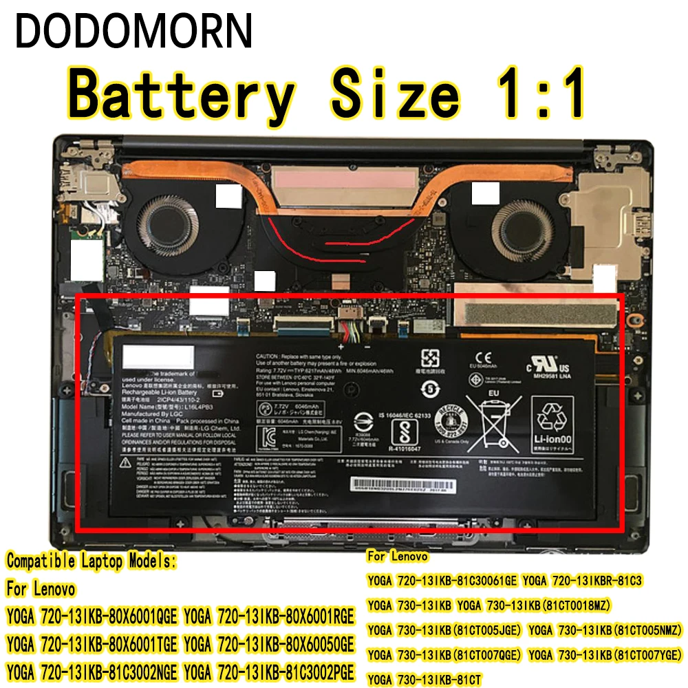 L16L4PB1 L16C4PB1 L16M4PB1 جديد 48WH بطارية لينوفو اليوغا 720-13IKB-80X60050GE 730-13IKB-81C 81CT007YGE مع رقم التتبع