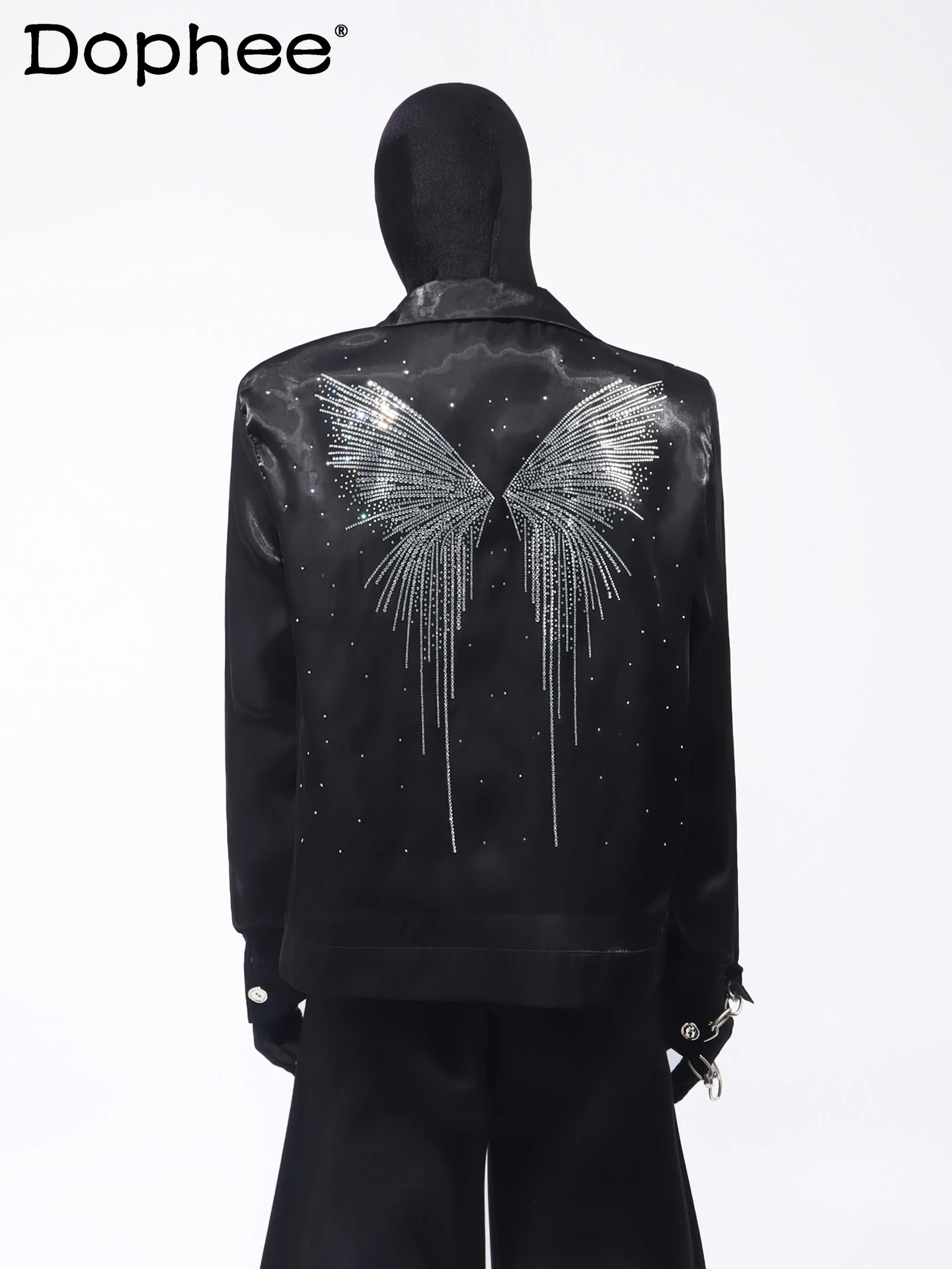 

Модный тренд 2025 года, корейская версия, тяжелая куртка со стразами и бабочкой, мужская куртка с длинными рукавами, свободное модное элитное пальто