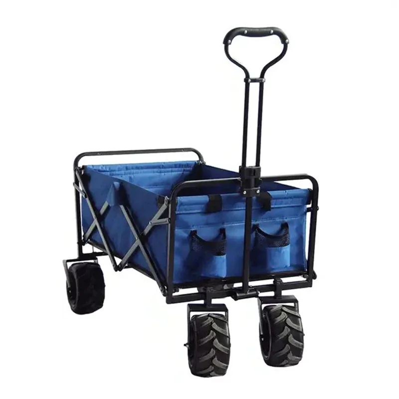 Heavy Duty Pu Wheels Outdoor Collapsible Wagon Utility Folding  All Terrain Beach Trolley Camping Cart