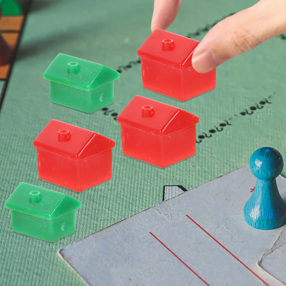 Play Chess Pieces Green Table Runner Rich Man Board Game House Fragments Cards