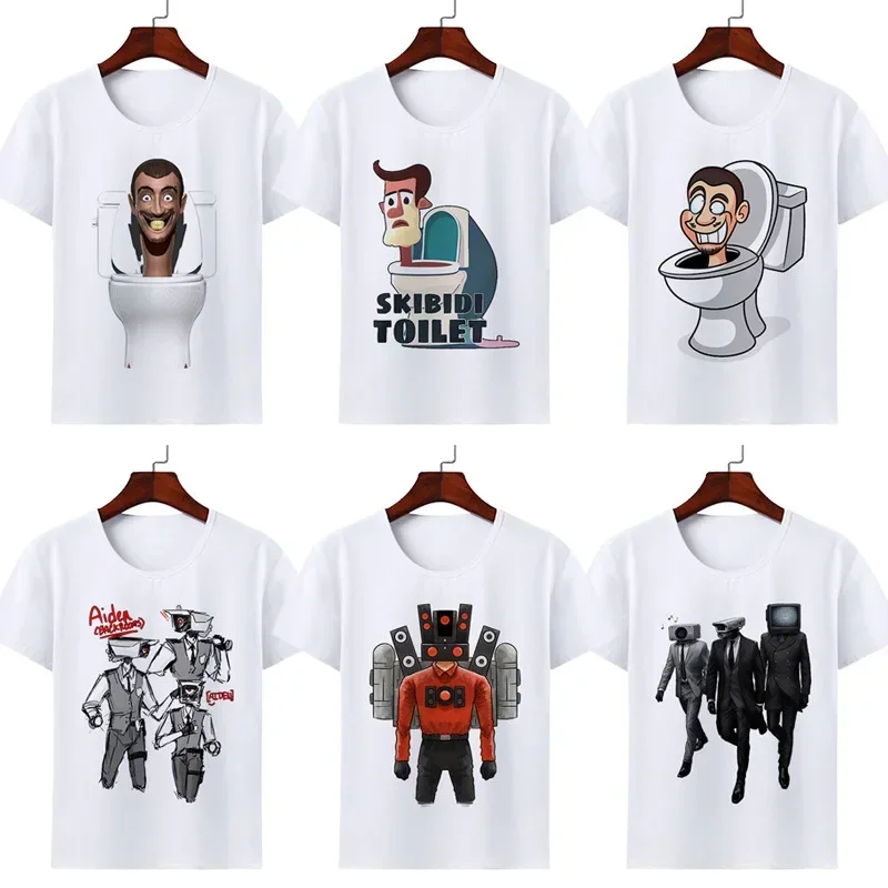 

Skibidi Toilet Print Boys Creative T-shirt, Casual Lightweight Comfy Short Sleeve Tee Tops, Kids Youth men Clothings For Summer