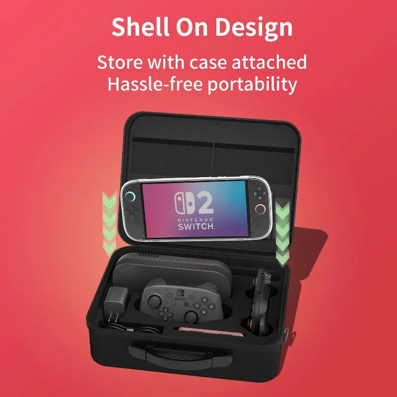 Hard Shell Case For Switch 2 Console & Accessories,Portable Travel All Protective Hard Messenger Bag for Switch 2 Controller