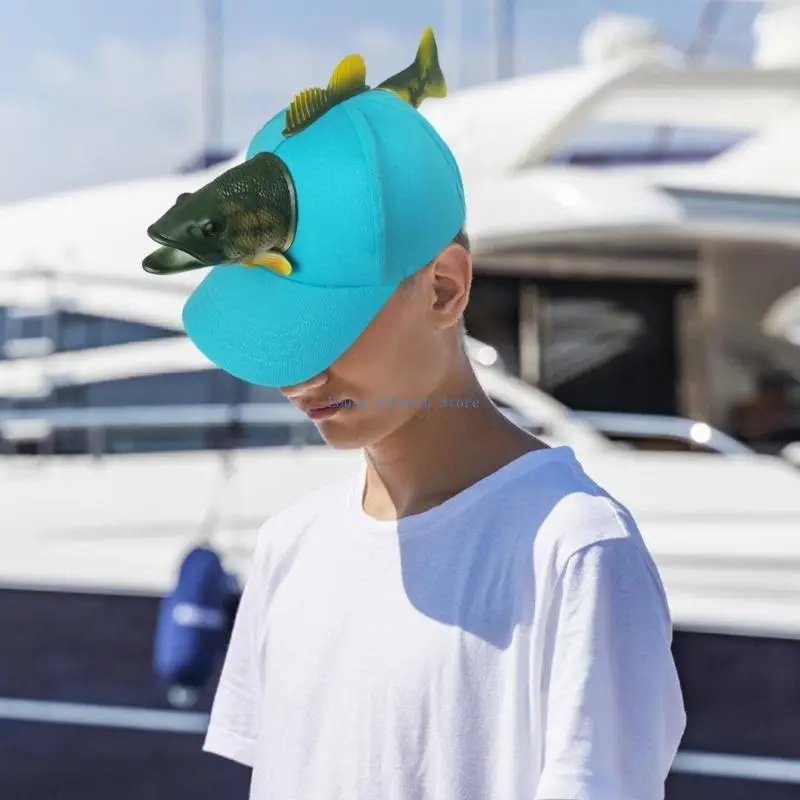 

L5YB Simulation Fish Baseball Hat for Party Funny Sun Hat Child Outdoor Camping Hat
