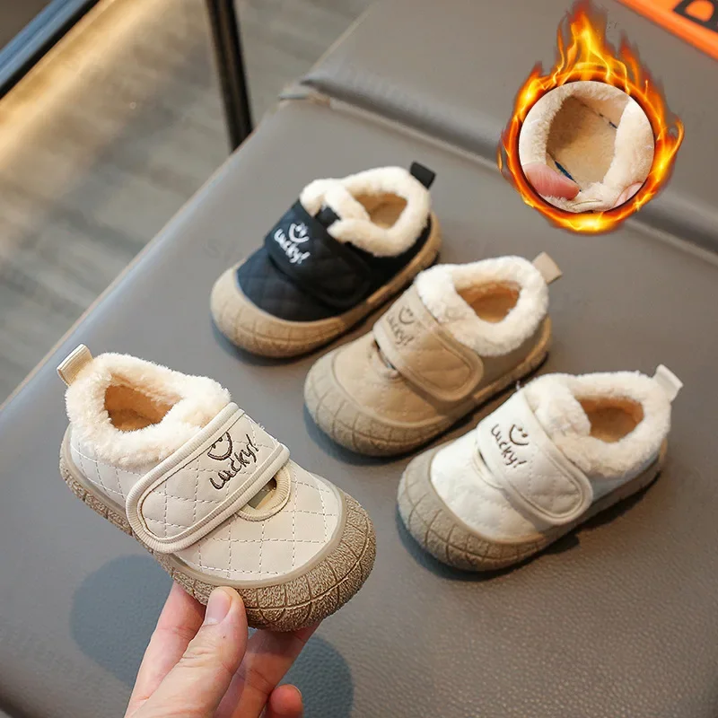 Baby Walking Shoes Platform Cotton Shoes Warm Kids Winter New Casual Cartoon Furry Shoes Girl Boy Anti-slip Soft Sole Baby Shoe