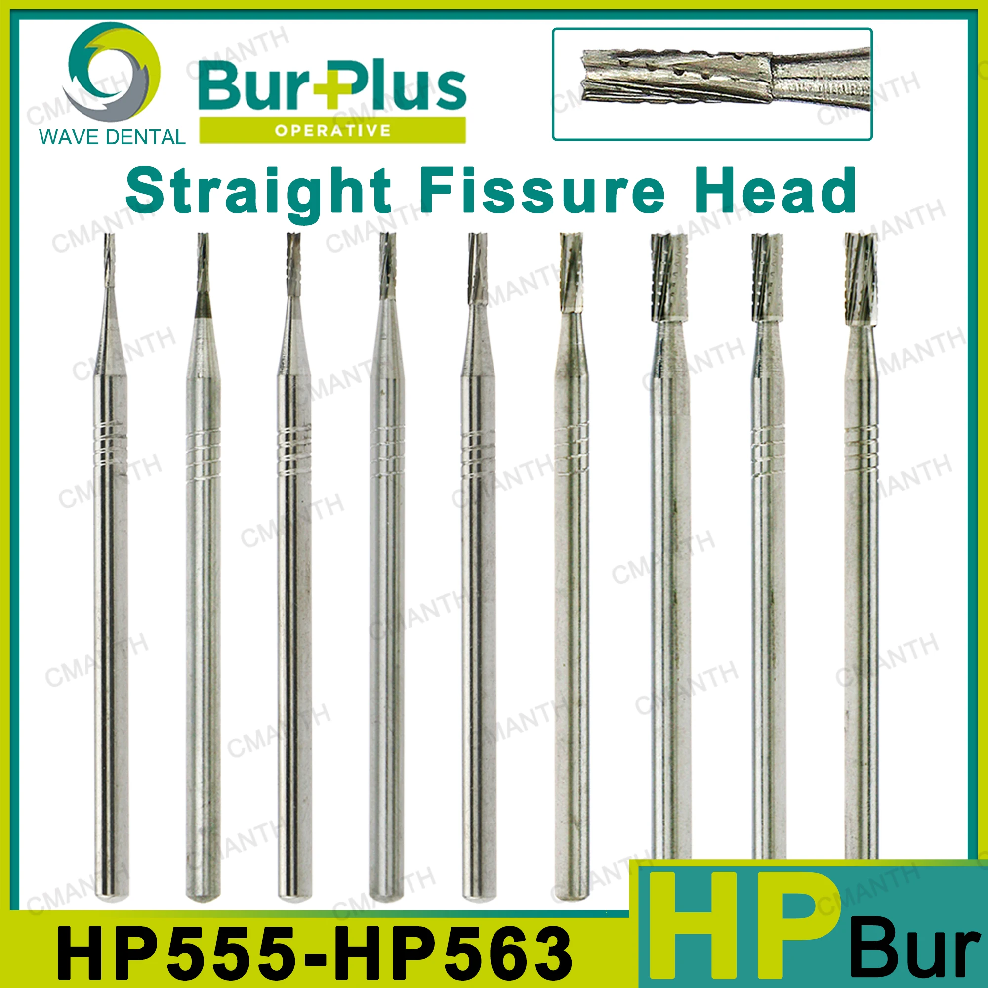 

WAVE Dental Bur Dental Tungsten Carbide Burs Straight Fissure Head Slow Bur HP For Low Speed Straight Nose Cone Handpiece