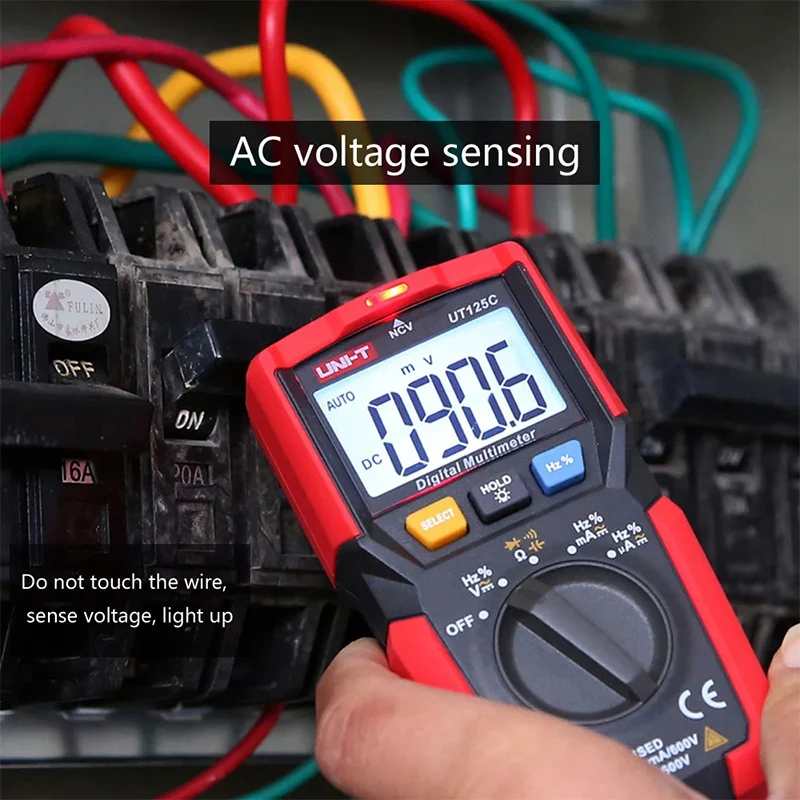 UNI-T UT125C Mini Pocket Digital Multimeter Temperature Tester Resistor Capacitor Frequency Diode NCV Test Low Voltage Display