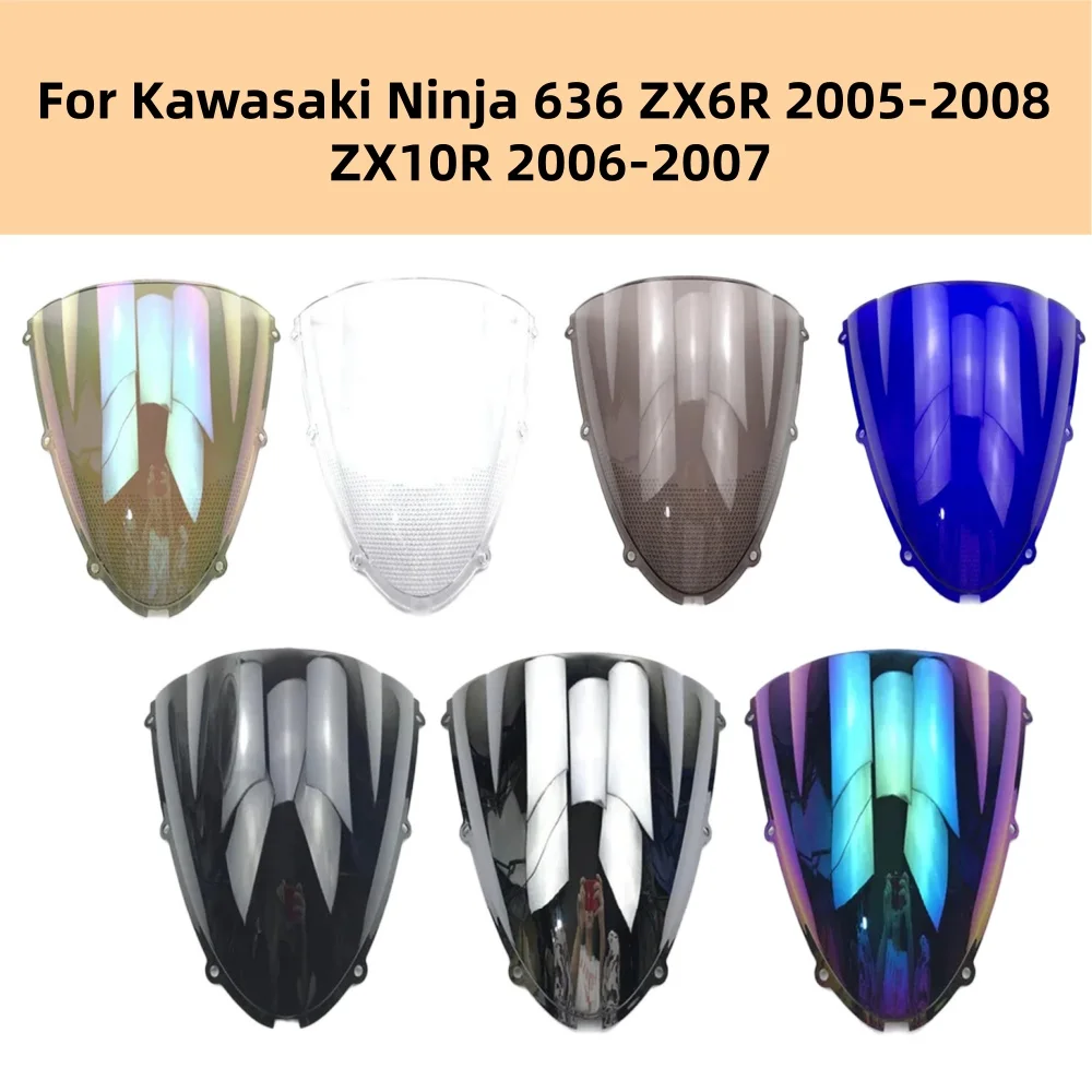 

ZX6R ZX10R Double Bubble Windshield WindScreen Screen For Kawasaki Ninja 636 ZX6R 2005-2008 ZX10R 2006-2007 636 ZX6R ZX10R
