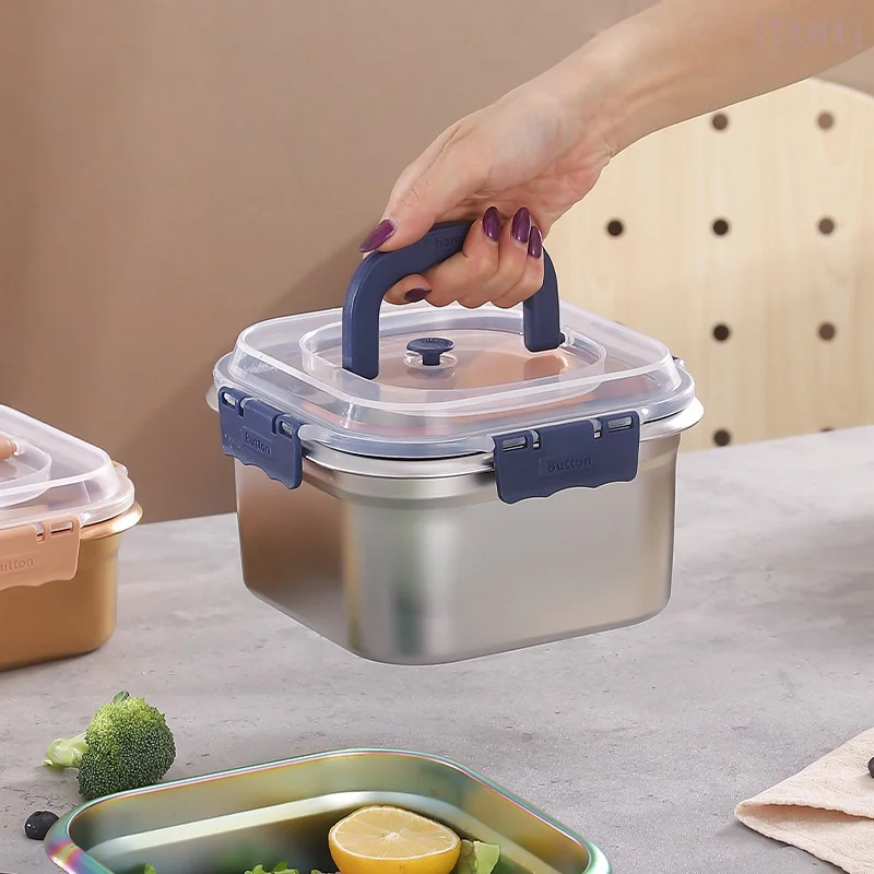 316Stainless Steel Salad Fruit Food Container Sealed Anti-dr