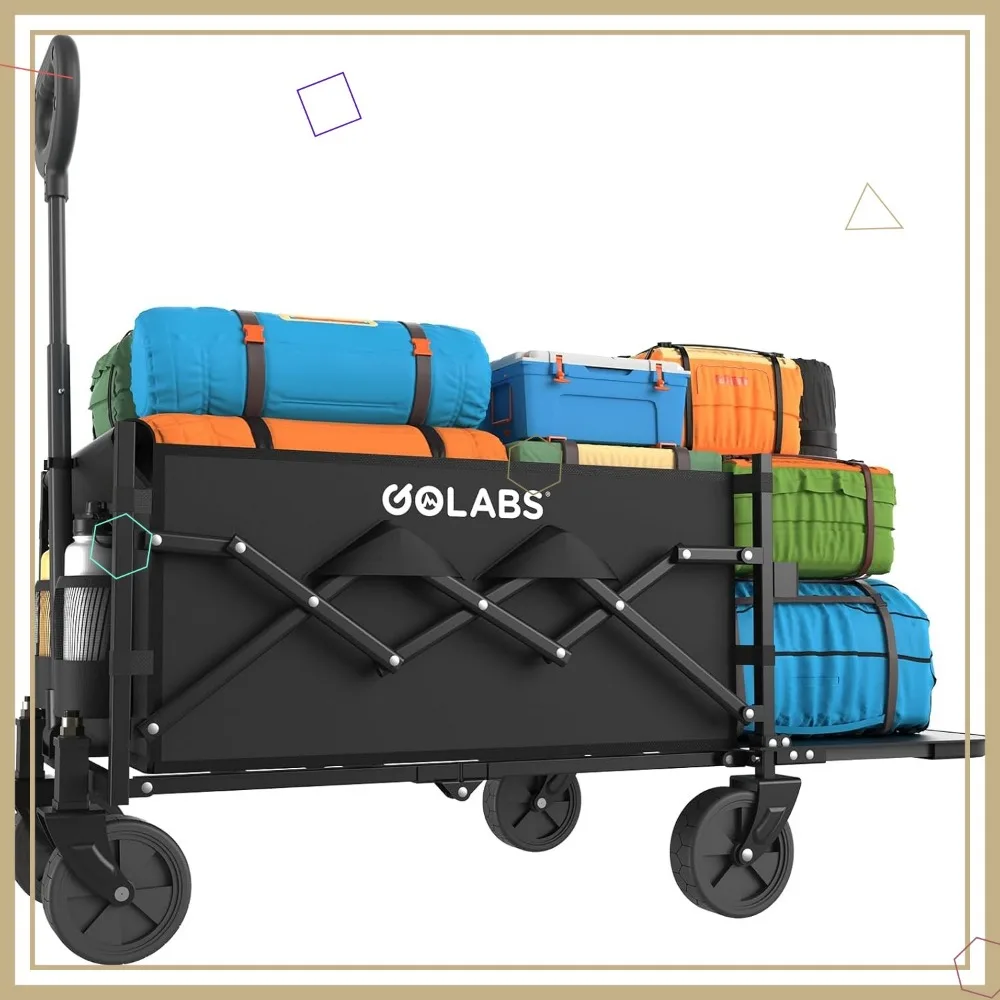 Carro plegable con carga de 350 lb, almacenamiento expandible de 100 L, plegable resistente para jardín y camping