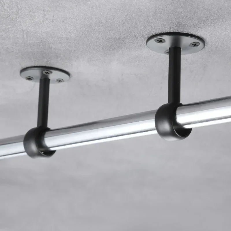 4Pcs 16/19/22/25/32mm Wardrobe Hanger Pipe Bracket Steel Flange Tube Holder for Clothes Curtain Rod Ceiling Fixed Support Clamps