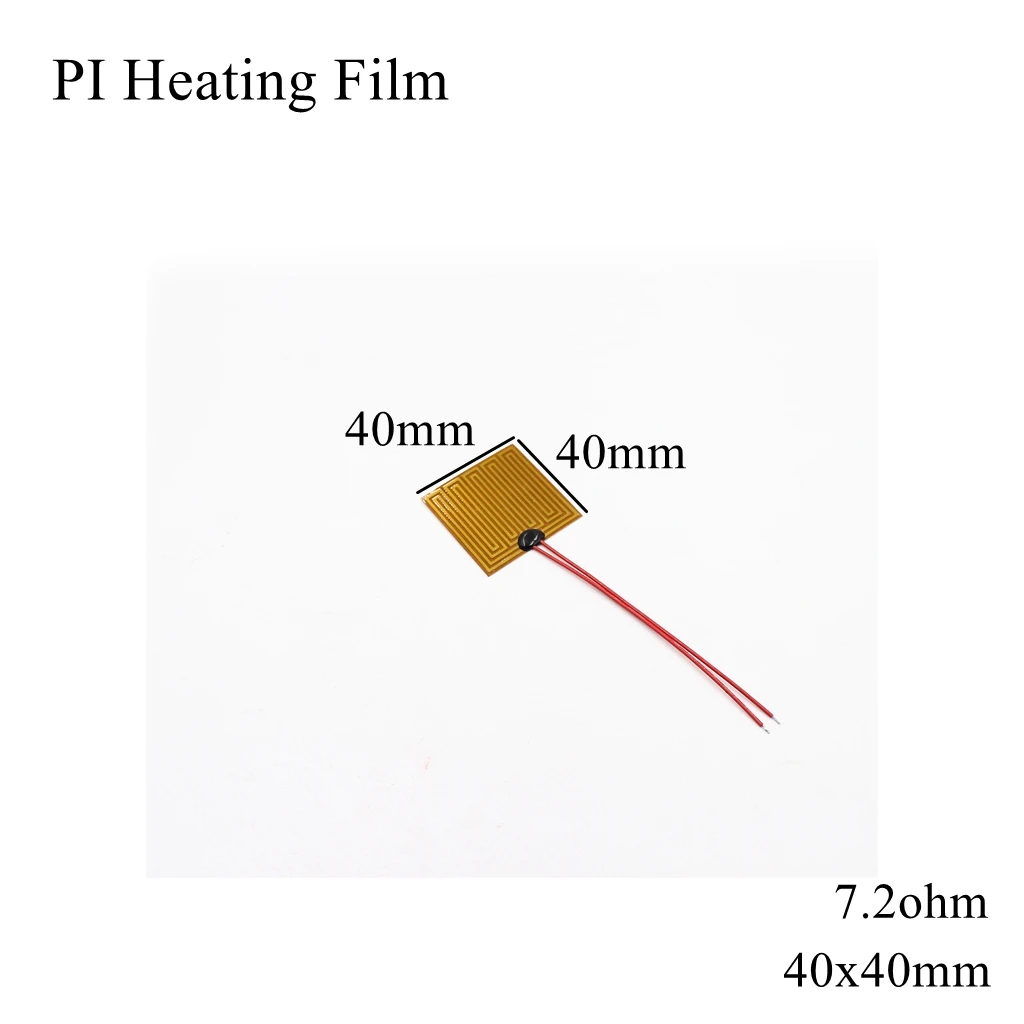 40x40mm 5V 12V 24V 110V 220V PI Heating Film Polyimide Adhesive Electric Heater Plate Panel Pad Mat Fuel Foil Oil Engine Tank