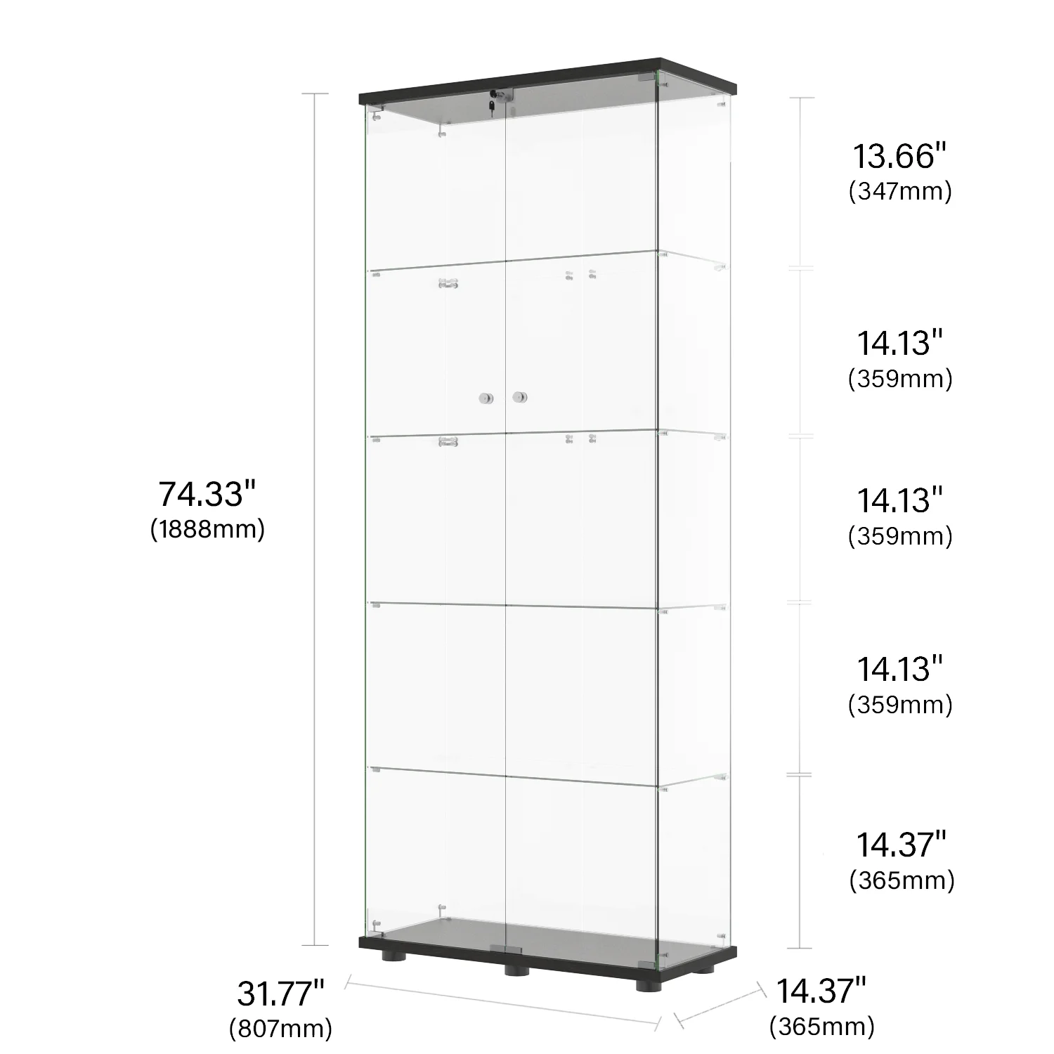 5-Layer Glass Display cabinets, Handmade Toy Glass cabinets, Storage cabinets, Transparent Storage cabinets, 75