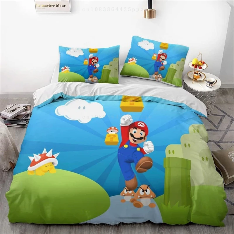 

Duvet Cover Anime Mario Game Movie Bedding Set 3D Printing Soft and Comfortable 3 Piece Set (1 Duvet Cover + 2 Pillowcases)