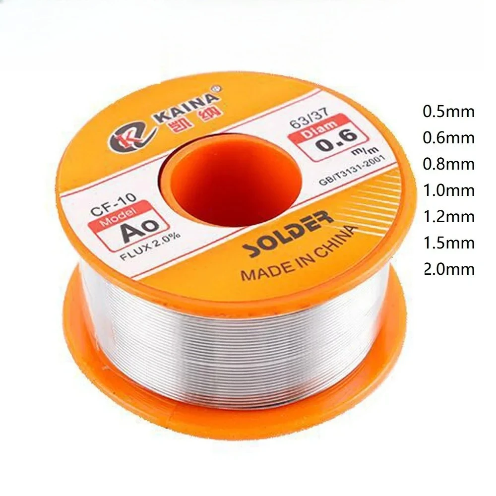 Alambre de soldadura de estaño 100/50g, rollo de 0.5/0.6/0.8/1.0/1.2/1.5/2.0mm, con núcleo de resina limpio y fundente, en tubo.