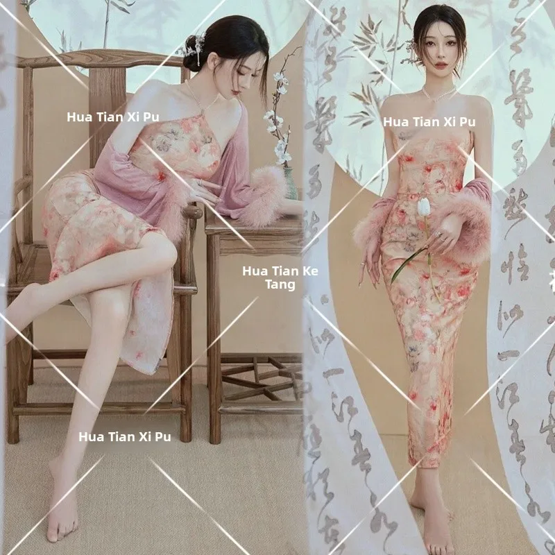 

New Chinese Style Wedding Dress Photography Studio Theme Clothing Retro Republic of China Style Personal Portrait D...