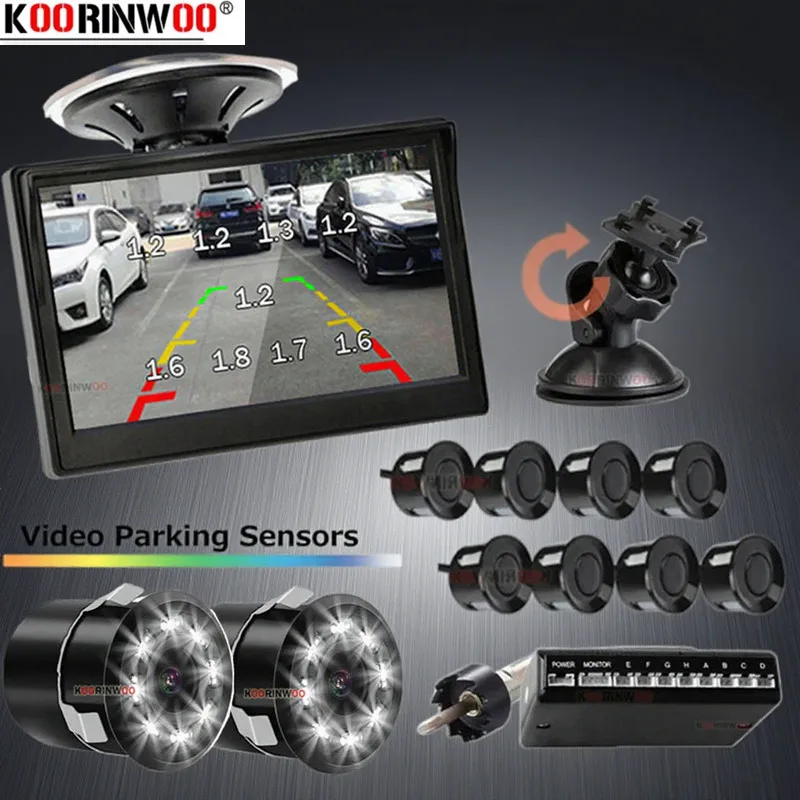 

Koorinwoo Parktronic Vehicle Parking Sensor 8 + Rear Camera Front + Windshield Car Monitor LED Light Night Vision Radar Detector