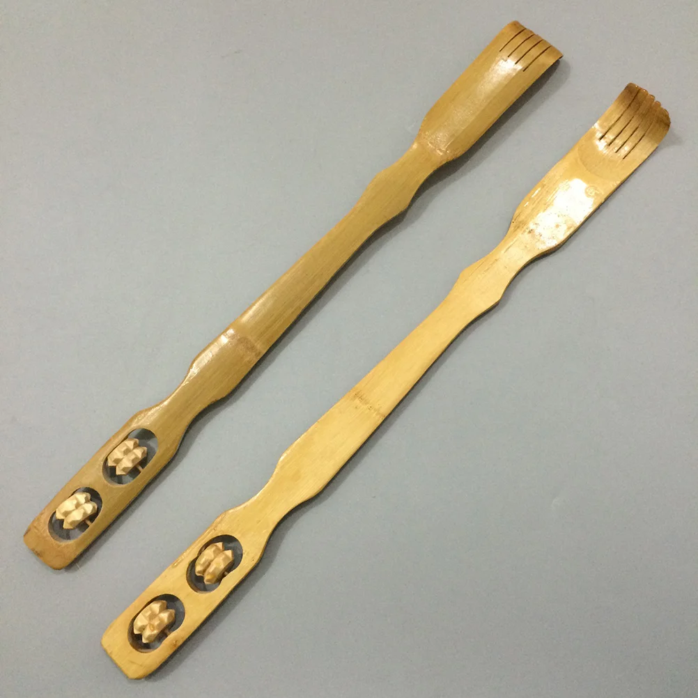 

Бамбуковый скребок для спины, две массажные ролики, длинная ручка, зубная палочка, массаж шеи, плеч, экологически чистый деревянный подарок