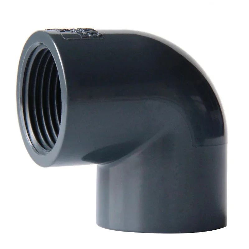 20/25/32/40/50/63mm BSP Double Female Thread 1/2" 3/4" 1" 1-1/4" 1-1/2" 2" 90 Degree Elbow Connector Dark Grey PVC Pipe Fitting