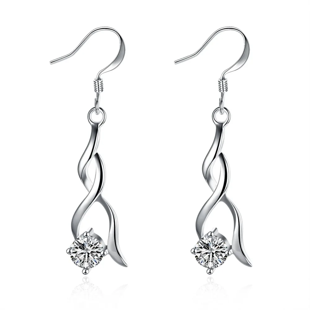 High quality Popular brands 925 Sterling Silver crystal Earrings for woman hot fine fashion party Jewelry Christmas Gifts