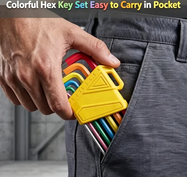 7Pcs Colorful Ball End Hex Key Set, Metric Hex Wrench Kit, Portable Hand Repair Tools