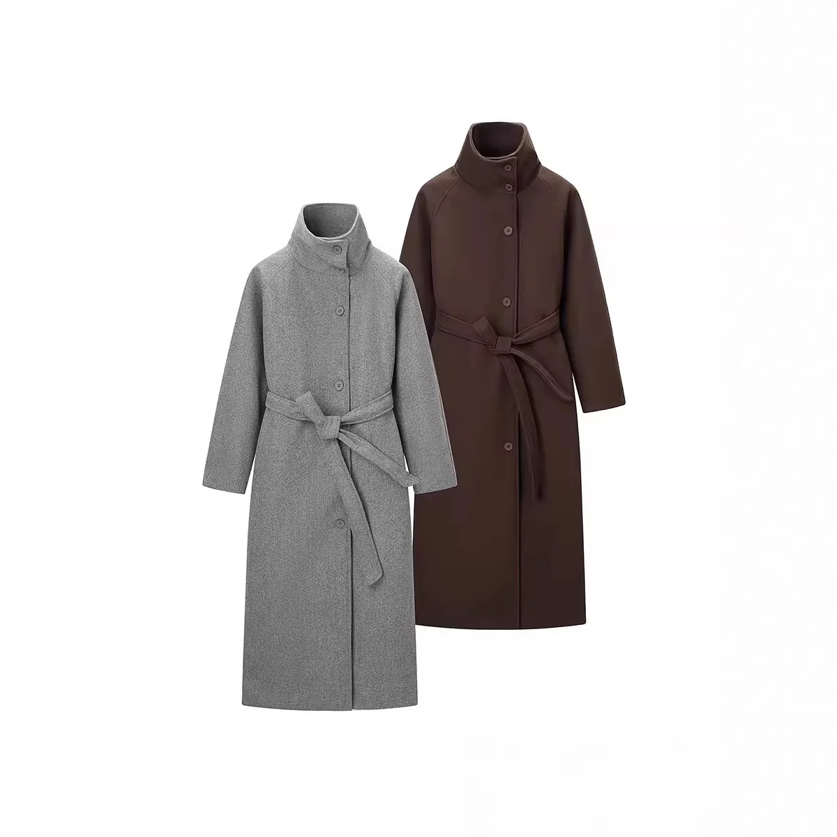 

KIDCRKJ элегантное женское весеннее пальто, однотонное длинное женское шерстяное пальто с бантом и воротником-стойкой, темпераментная длинная женская куртка