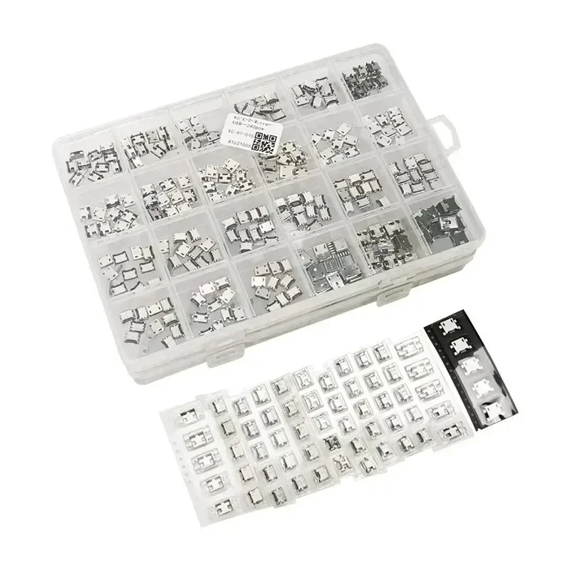 60/120/240PCS Micro USB Connector Socket Jack Connectors Jack Set Connectors for Samsung SMD DIP Socket Sample Kit