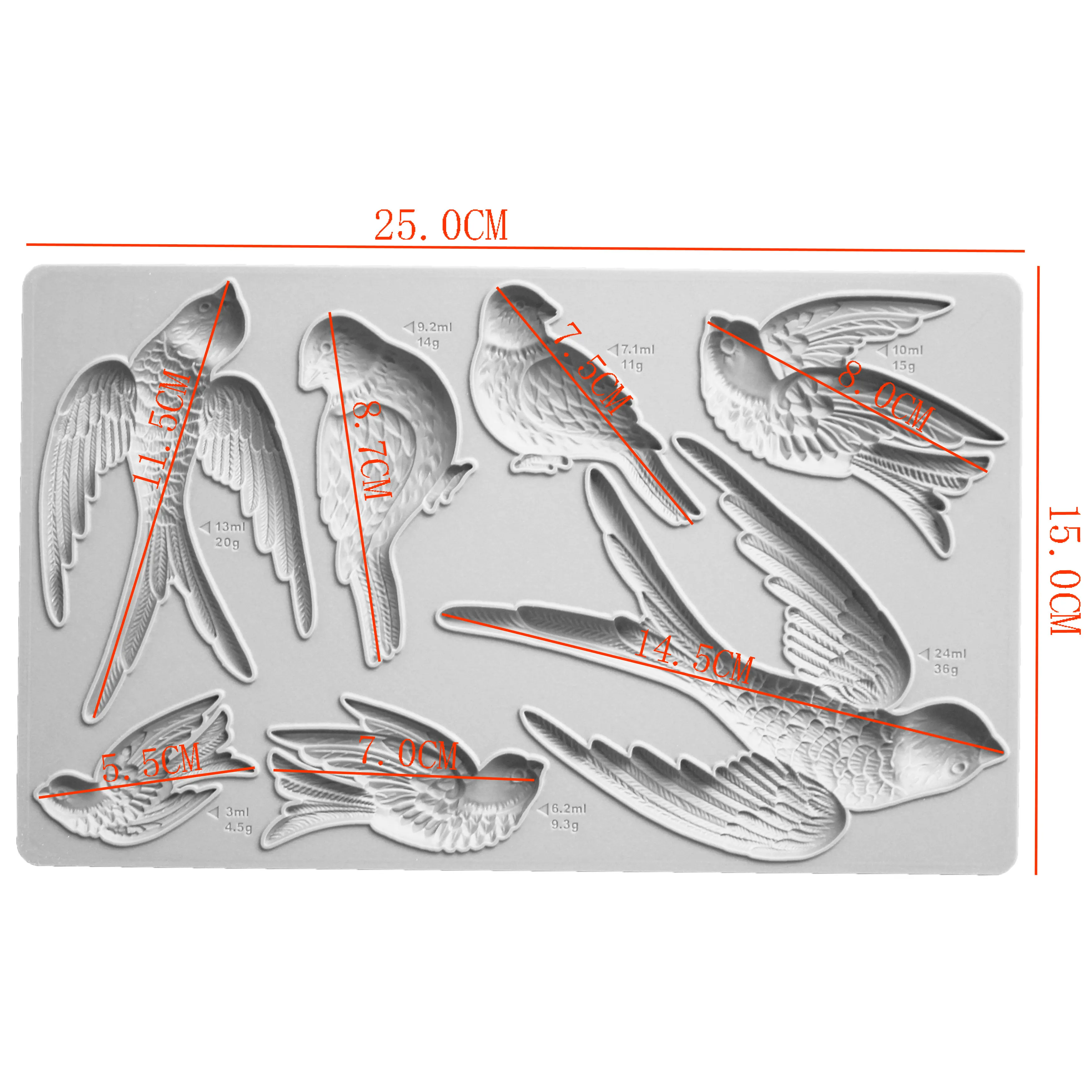 Birds，Swallows Silicone Mold Fondant Cake Decorating Silicone Mould Clay, Gumpaste Sugarcraft Chocolate Baking Tool Kitchenware