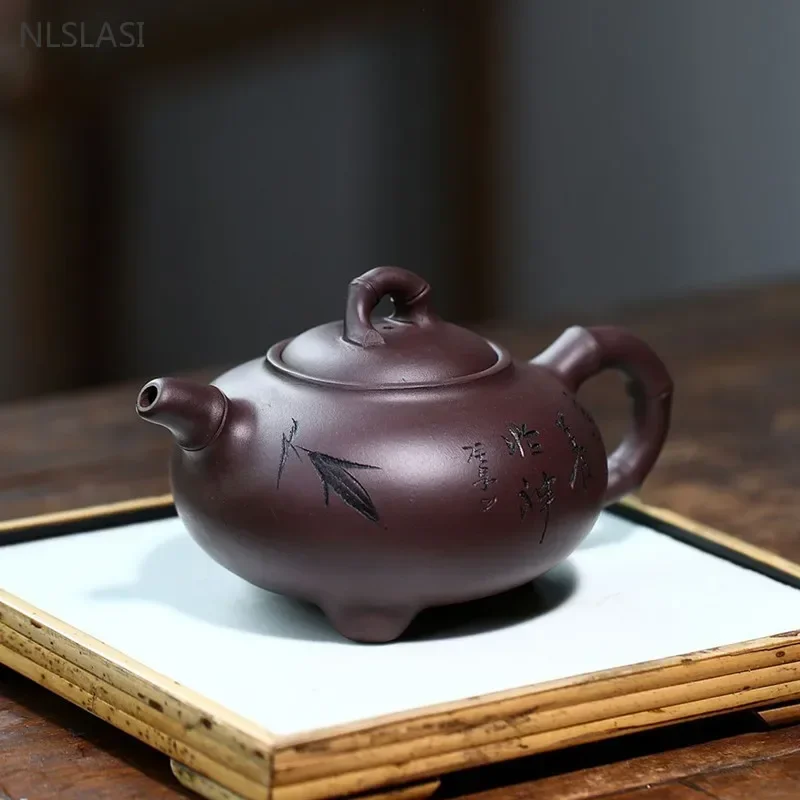 360ml Chinese Yixing Purple Clay Teapot Hand Carving Beauty Kettle Home Filter Tea Infuser Customized Zisha Teaware Gifts