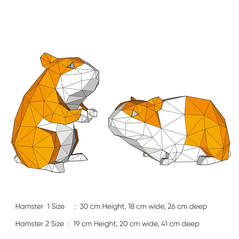 Modèle animal en papier hamster, décoration de maison, ornement de chambre, décoration de bureau, papercraft 3D, puzzles faits à la main bricolage, jouets dos